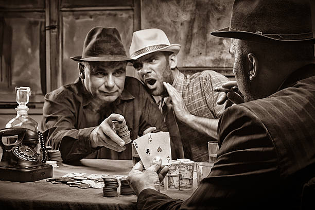 three men poker game money on the table