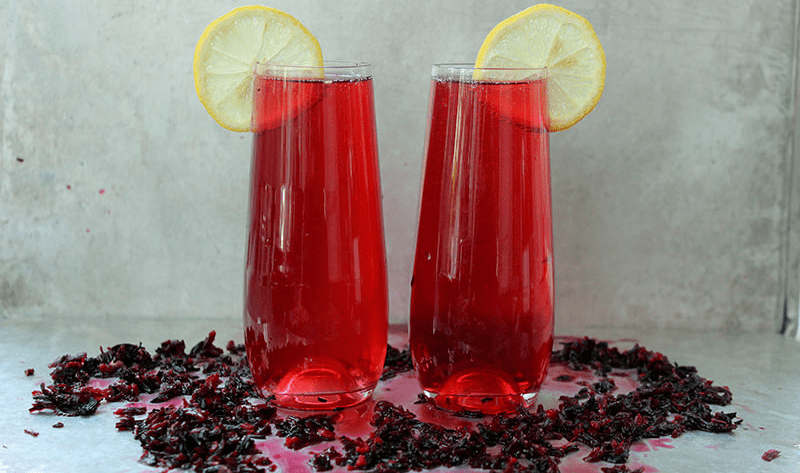 hibiscus french 75 cocktail